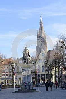 Simon Stevin statue in Bruges