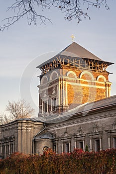 Simonov monastery in Moscow, Russia. The Lady of Tikhvin church. Religious community for deaf and hard of hearing people