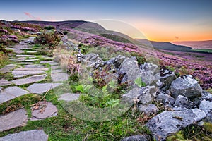 Simonside Hills path at Sunset