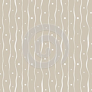 Simple 2 color stripes pattern. Seamless wave and dots pattern. Nature theme