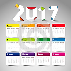 Simple 2017 Calendar with brush