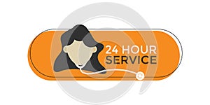 Simple 24-hour service icon, customer service for medical clinics