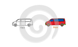 Simple 2d van transporter coloring books