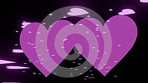 Simple 32 seconds spinning purple hearts on black background HD video 1920 1080