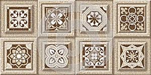 Simple 3D digital wall tiles design for wall interior.