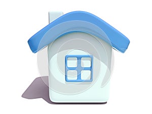 Simple 3D house with blue roof