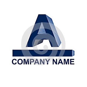 Simple 3D logo. Letter A. Vector