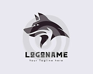 Simple abstract black head wolf logo design inspiration