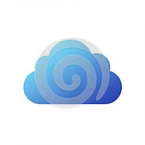 A simple, abstract cloud illustration featuring a gradient from light to dark blue. The