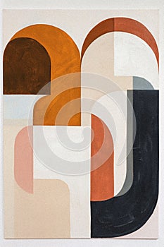 Simple abstract geometric print with organic shapes in a muted earthy colour palette
