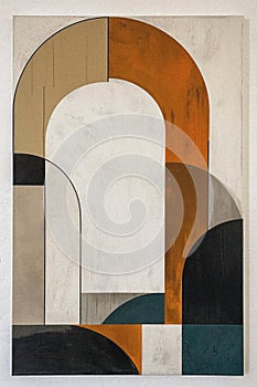Simple abstract geometric print with organic shapes in a muted earthy colour palette