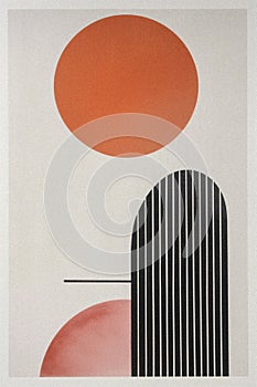 Simple abstract geometric print with organic shapes in a muted earthy colour palette