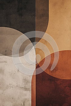 Simple abstract geometric print with organic shapes in a muted earthy colour palette