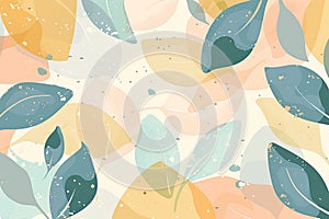 Simple, abstract leaf shapes in pastel colors, creating a cute and nature-inspired background photo