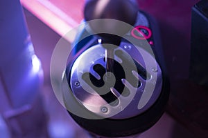 a simple abstract manual stick shift of a car gear box, auto eight speed shift, in the dark