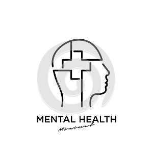 Simple abstract Mental health vector illustration logo icon design with puzzle