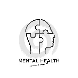 Simple abstract Mental health vector illustration logo icon design with puzzle