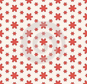 Simple abstract red and white floral seamless pattern. Vector geometric texture