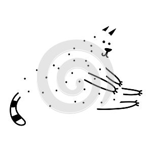 Simple abstract stretching cat doodle illustration. Fat animal clipart.