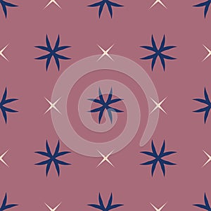 Simple abstract vector geometric floral seamless pattern with flowers, crosses
