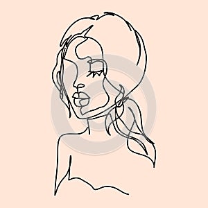 simple abstract woman in elegant art illustration modern linear style for shop logo tattoo poster