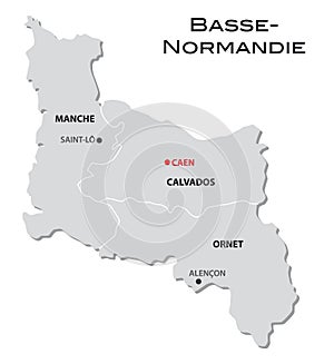 Simple administrative map Basse-Normandy photo