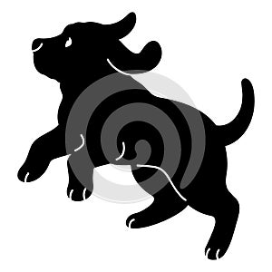 Simple and adorable Bloodhound dog Silhouette Jumping with details