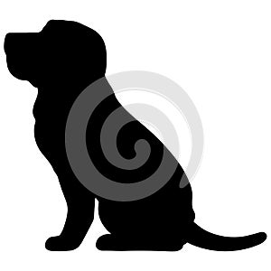 Simple and adorable Bloodhound dog Silhouette Sitting in side view