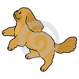 Simple and adorable illustration of Pekingese dog jumping