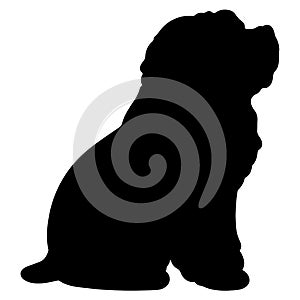 Simple and adorable Old English Sheepdog Silhouette sitting in side view