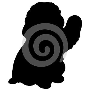 Simple and adorable Old English Sheepdog Silhouette waving hand