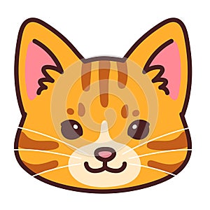 Simple and adorable Orange Tabby cat face outlined