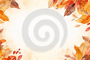 Simple aesthetic autumn inspired autumn watercolor background with leaves and nature elements photo