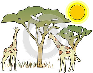 Simple Africa motive with girafes