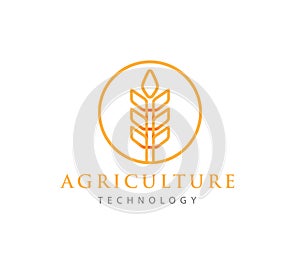 simple agriculture technology with abstract wheat symbol logo design