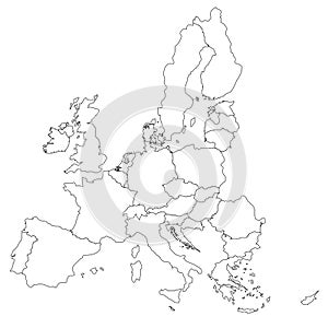 Simple all european union countries in one outline map eps10