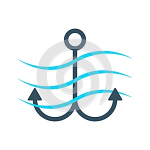 Simple anchor icon with waves
