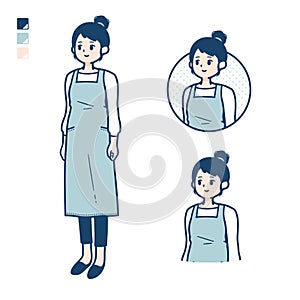 Simple apron woman_Face-sideway