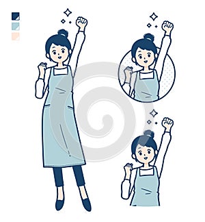 Simple apron woman_guts-pose photo