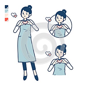 Simple apron woman_heart-mark-hand-sign photo