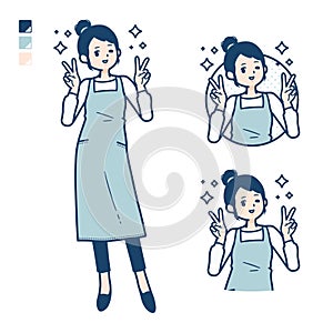 Simple apron woman_Peace-sign