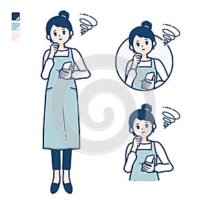 Simple apron woman_smartphone-sigh