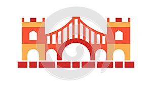 Simple Arched Bridge Vector Icon in Flat Design, vector design Generative AI