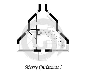 Simple architecture floor plan Christmas card