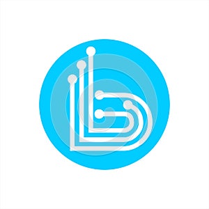 b, bbb, bb, blb initials geometric network line and digital data logo photo