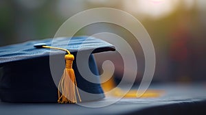 A simple backdrop accentuating a graduation cap