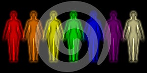 Simple background with colored human energy body