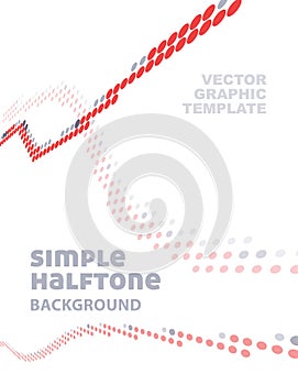 Simple background with red and gray halftone lines. Vector graphics