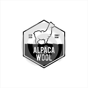 Simple badge emblem wool logo industry alpaca