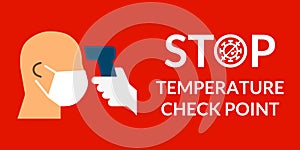 Simple banner for body temperature check before entry, inspired by the concept of targeting fever